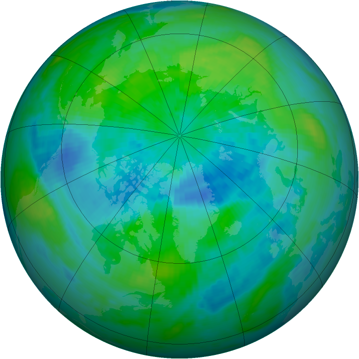 Arctic ozone map for 20 September 1986